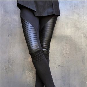 NWOT Aakasha Leather Moto Leggings